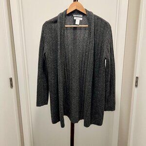 Nordstrom Signature - Long Open Front Ribbed Cashmere Cardigan Small - Charcoal